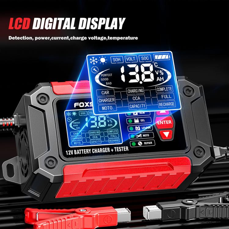 FOXSUR FTC-1206 Cargador Probador De Batería 12V 2 En 1