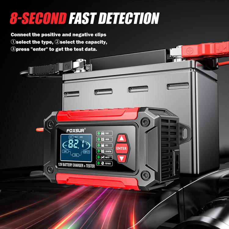 FOXSUR FTC-1206 Cargador Probador De Batería 12V 2 En 1
