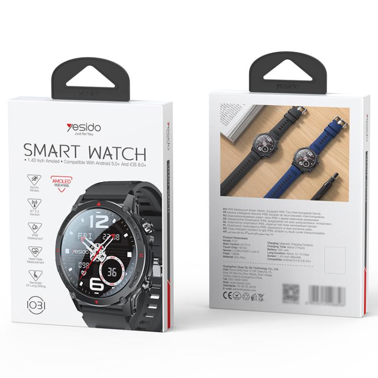 Yesido IO31 Reloj Inteligente Pantalla AMOLED de 1.43 Pulgadas Monitoreo de Salud Bluetooth