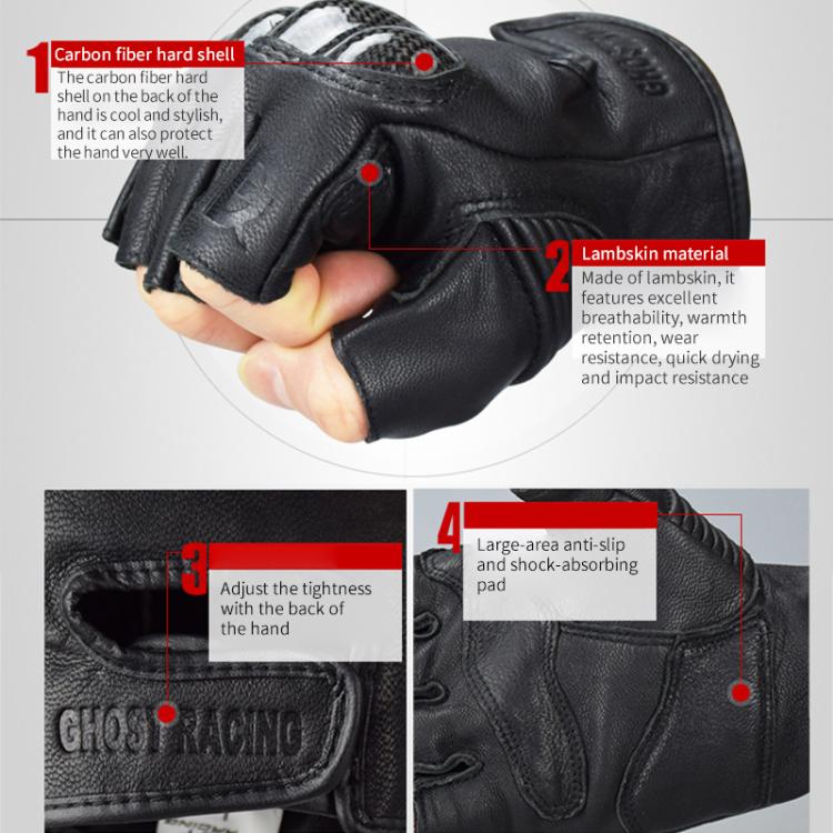 Ghost Racing GR-BZ01 Guantes Moto Proteccion Carbono