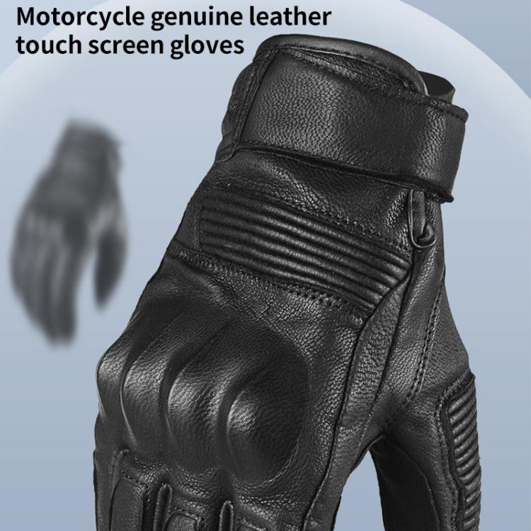 Ghost Racing GR-ST11 Guantes de Moto con Pantalla Táctil Cuero Retro