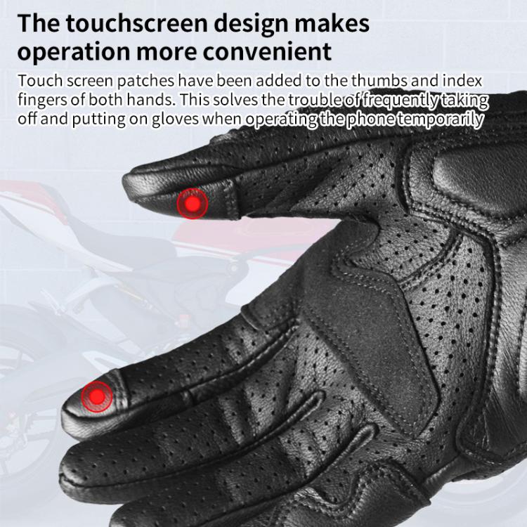 Ghost Racing GR-ST11 Guantes de Moto con Pantalla Táctil Cuero Retro