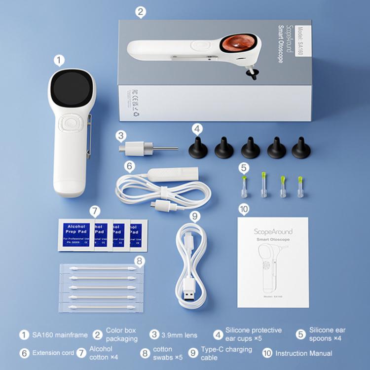 TESLONG SA160 Otoscopio Visual Portátil Pantalla 1.45In Para Inspección Auditiva