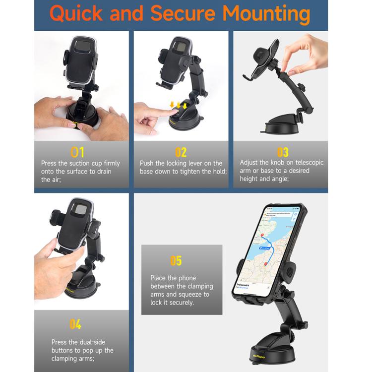 Ulefone UAN16 Soporte Coche Teléfono Ventosa 360 Grados PC