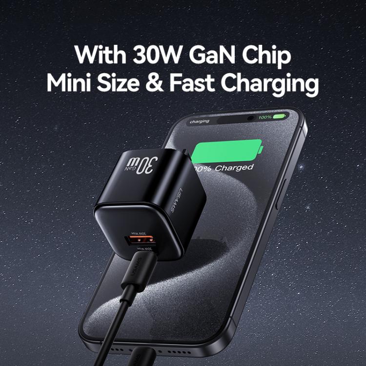 USAMS CC270 Cargador GaN 30W USB C y USB A Doble Puerto by USAMS