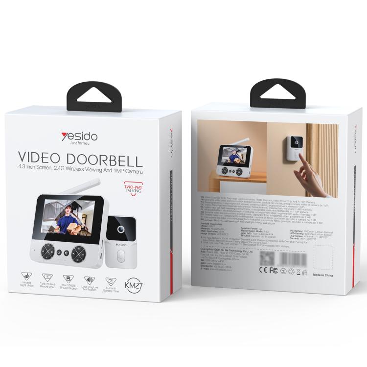 Yesido KM27 Video Portero Inalambrico 4.3in TFT 2.4G