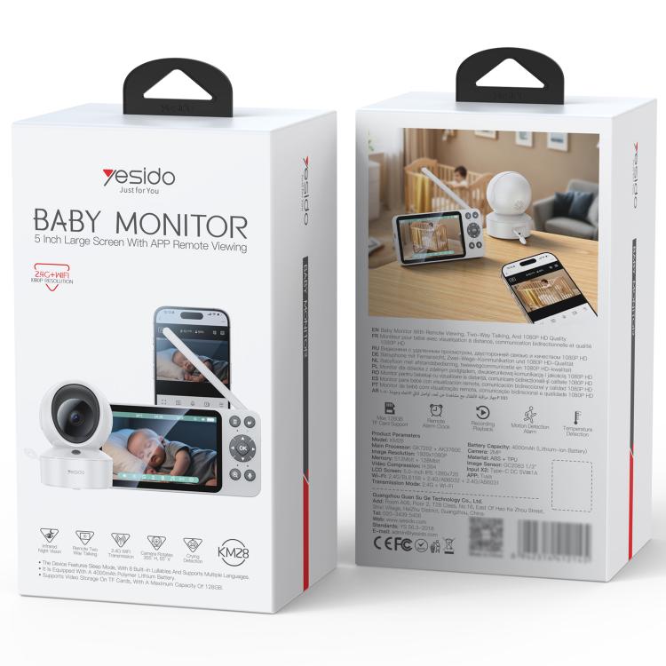 Yesido KM28 Monitor Bebé 5 Pulg LCD 0.5GB+0.125GB 2.4G WiFi6