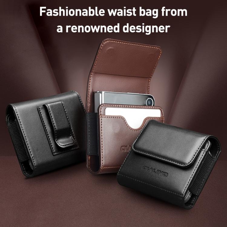 QIALINO Funda Universal Cuero Genuino Con Clip Cinturón