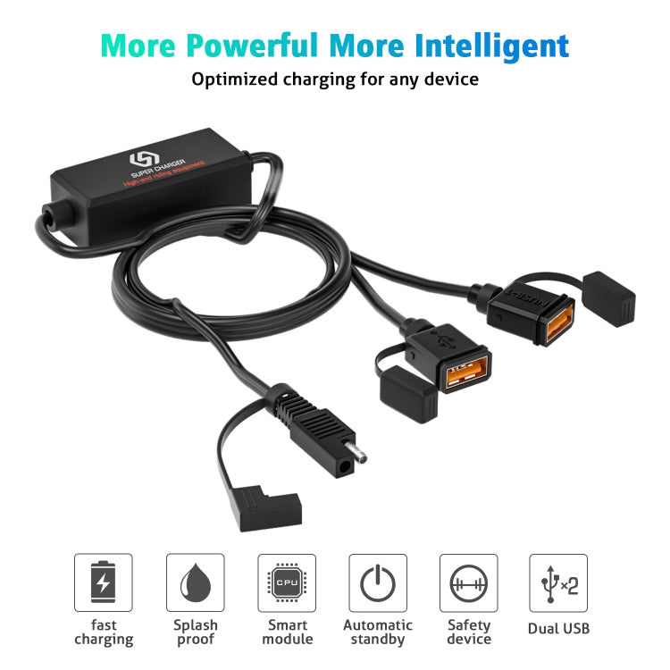 WUPP CS-1186A1 Cargador USB Dual Carga Rápida Motocicleta