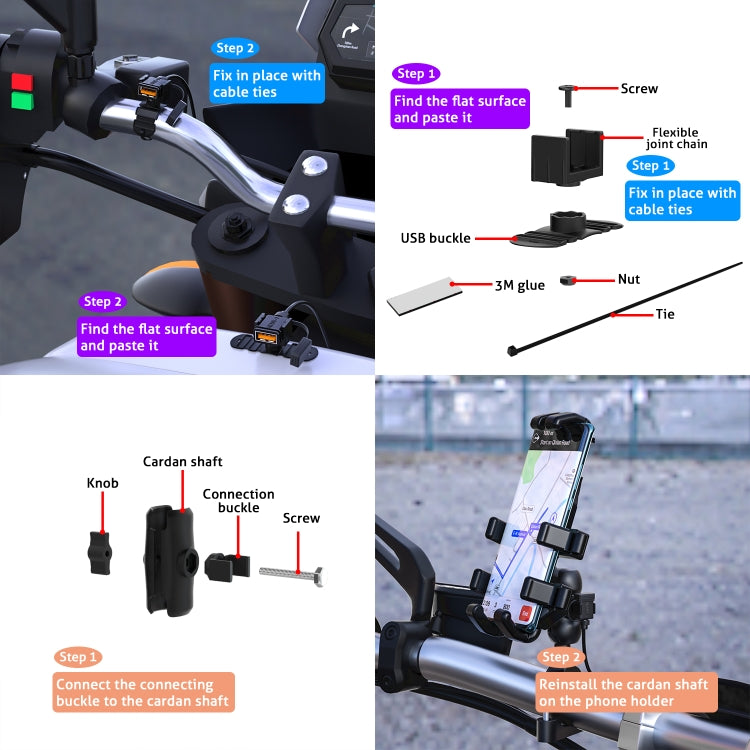 WUPP CS-1186A1 Cargador USB Dual Carga Rápida Motocicleta