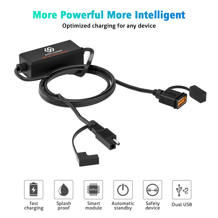 WUPP CS-1186B1 Cargador Motocicleta USB Rápido QC2.0