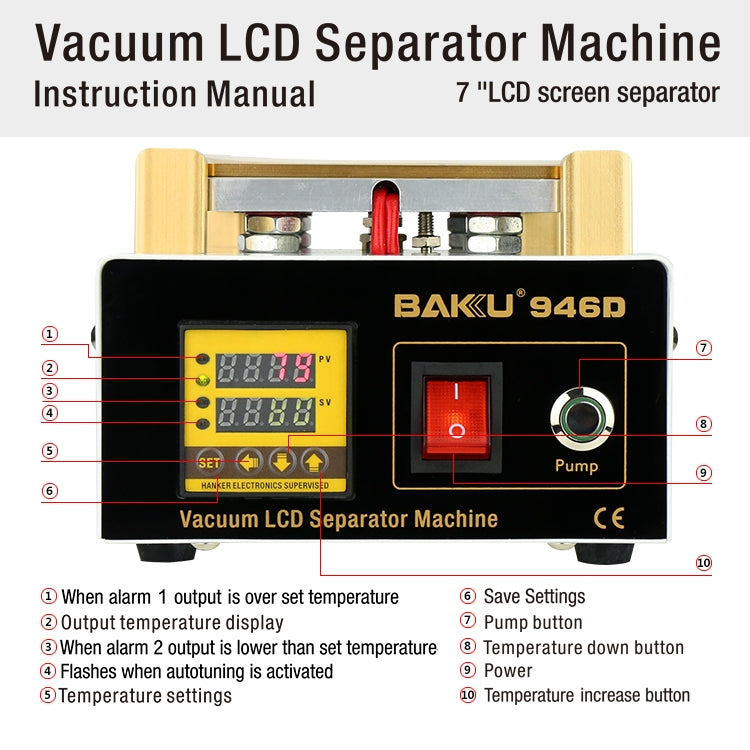 BAKU BK-946D Máquina Separadora de Panel Táctil LCD Al Vacío