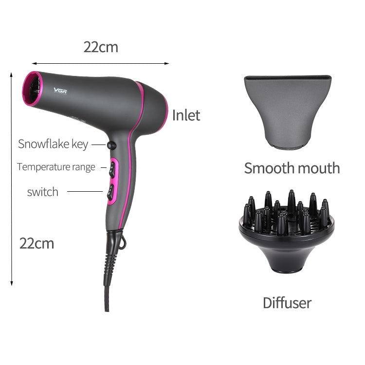 VGR V-402 Secador De Pelo Iones Negativos Potente 2200W Enchufe UE