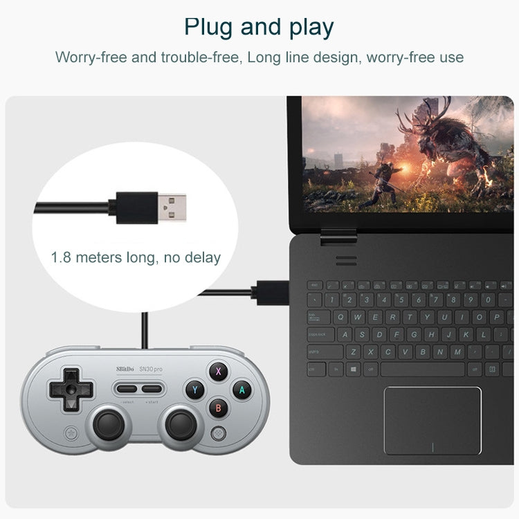8Bitdo SN30 PRO Gamepad Cable USB 1.8m Para Switch Steam PC Ideal