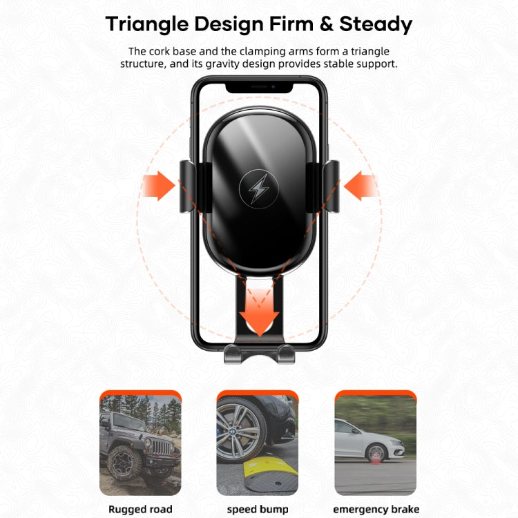 ROCK W31 Car Gravity Cargador Inalámbrico De Aire 360 Grados