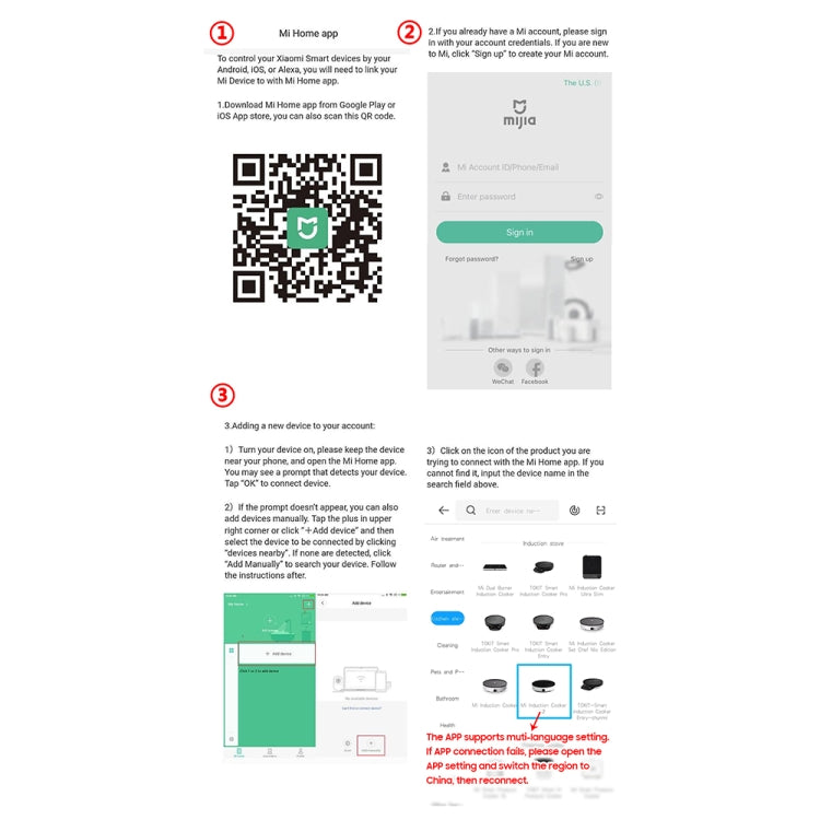 Xiaomi Mijia 2100W Cocina De Inducción Pantalla OLED US Plug