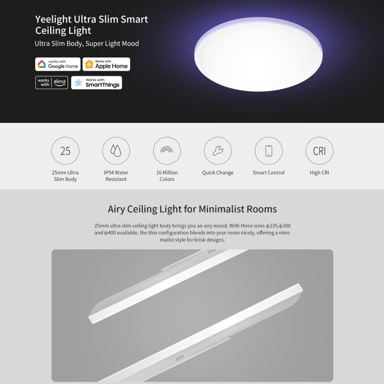 Yeelight Lámpara De Techo LED Inteligente Ultrafina 30 Cm RGB 16 Millones