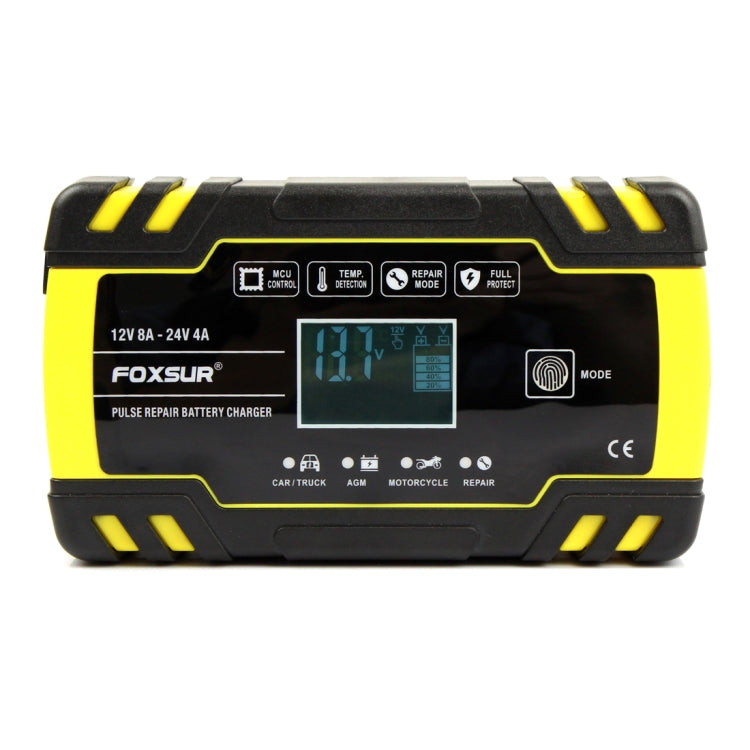 FOXSUR Cargador AGM 12V-24V Enchufe UE Carga Automática