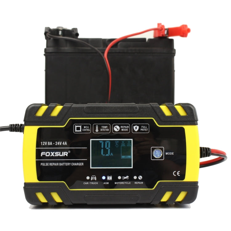FOXSUR Cargador AGM 12V-24V Enchufe UE Carga Automática