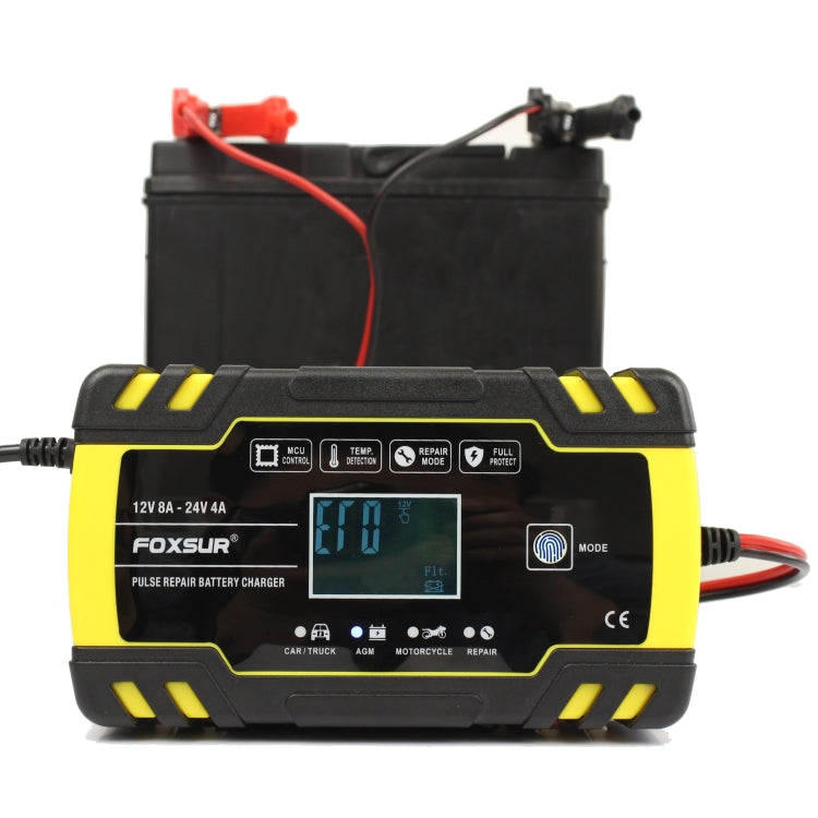 FOXSUR Cargador AGM 12V-24V Enchufe UE Carga Automática
