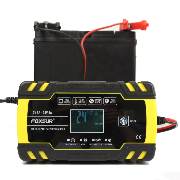 FOXSUR Cargador AGM 12V-24V Enchufe UE Carga Automática
