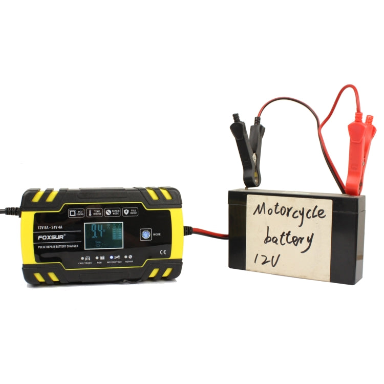 FOXSUR Cargador AGM 12V-24V Enchufe UE Carga Automática