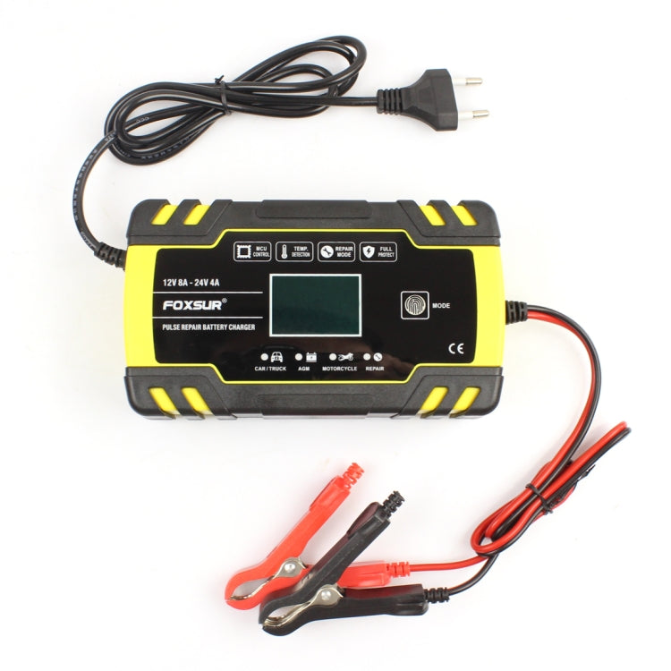 FOXSUR Cargador AGM 12V-24V Enchufe UE Carga Automática