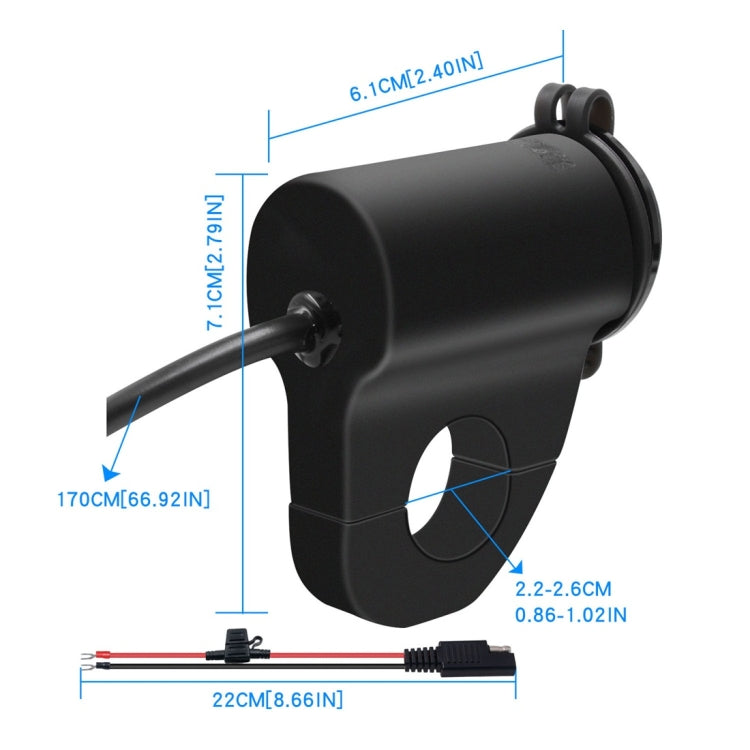 WUPP ZH-975A3 Cargador Para Motocicleta USB QC3 Voltímetro