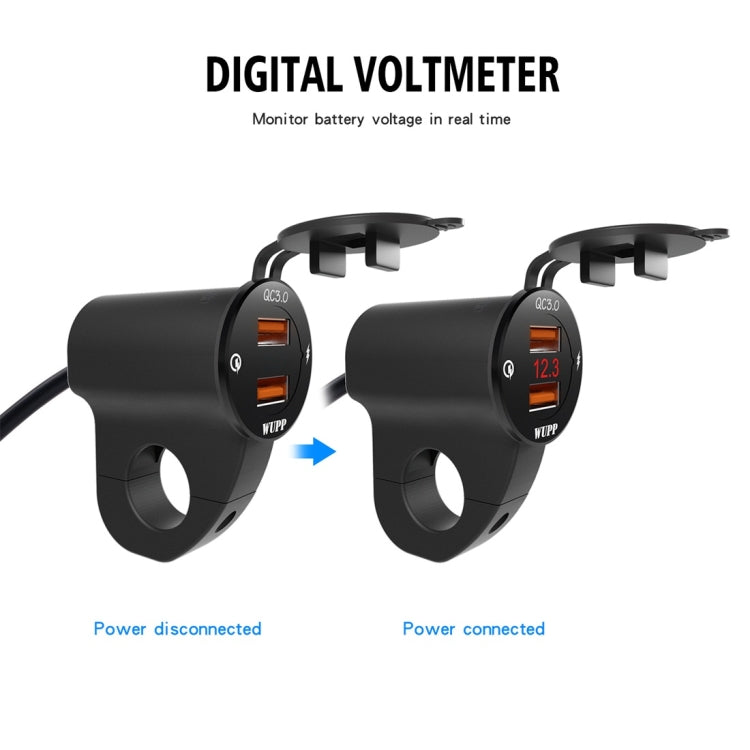 WUPP ZH-975A3 Cargador Para Motocicleta USB QC3 Voltímetro