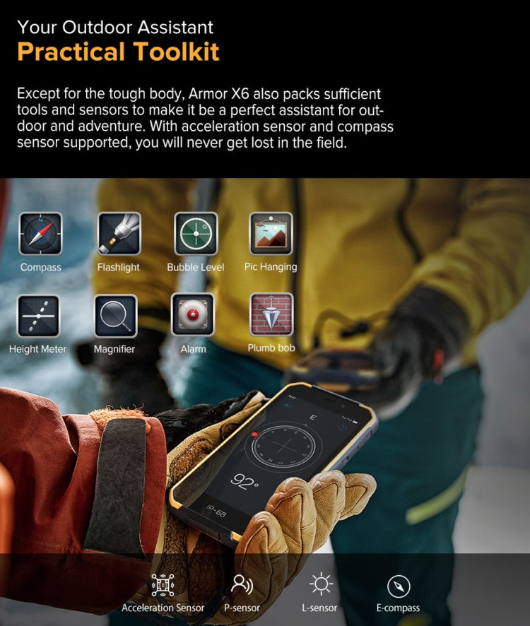 Armor X6 MTK6580A Smartphone Impermeable 5 Pulgadas 2GB+16GB Batería de 4000 mAh 3G