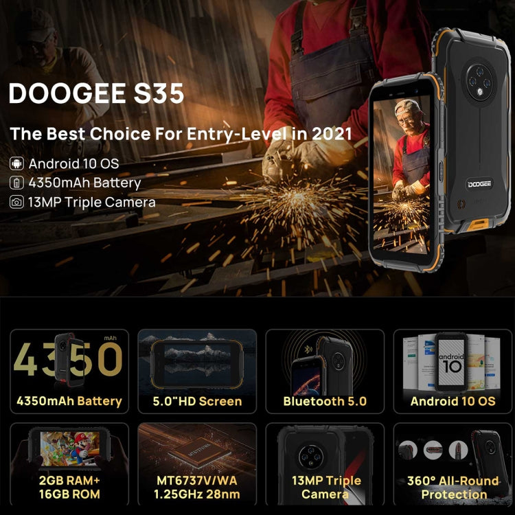 DOOGEE S35 Rugged Phone, 2GB+16GB