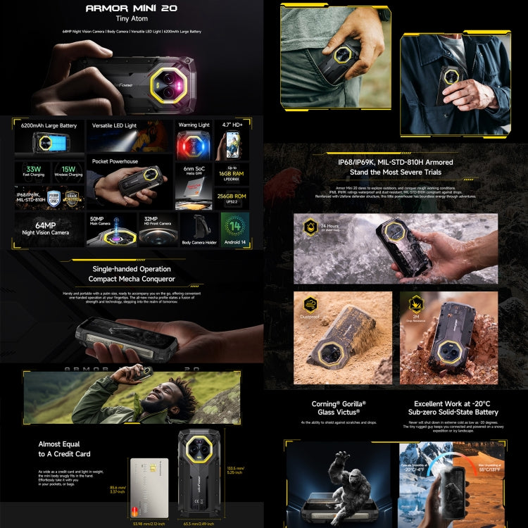 Ulefone Armor Mini 20 Teléfono Resistente 8GB+256GB IP68 4G by Ulefone