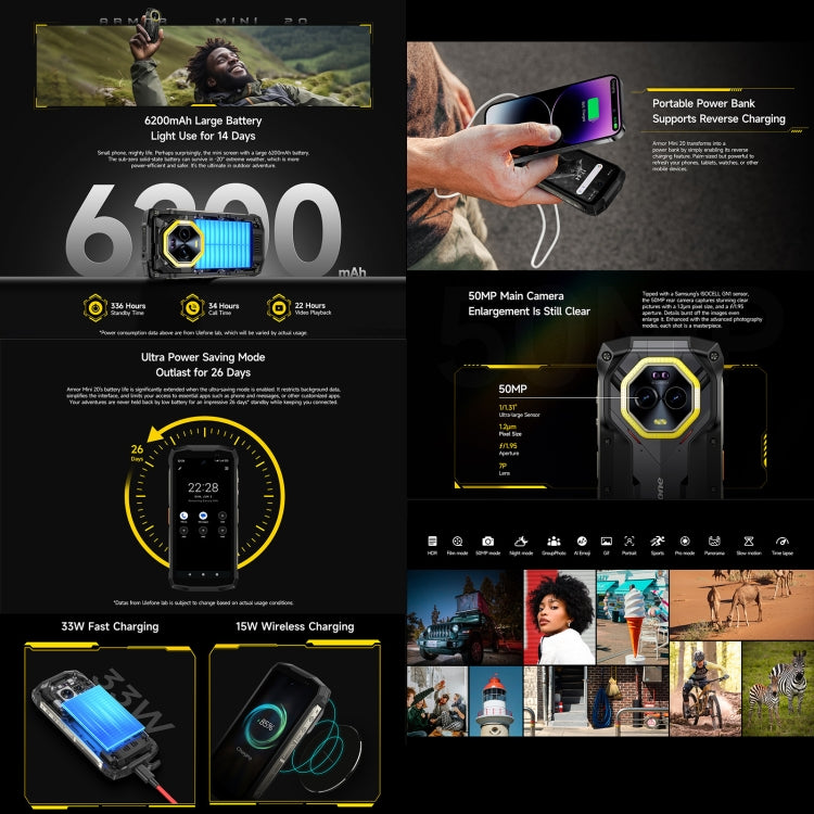 Ulefone Armor Mini 20 Teléfono Resistente 8GB+256GB IP68 4G by Ulefone