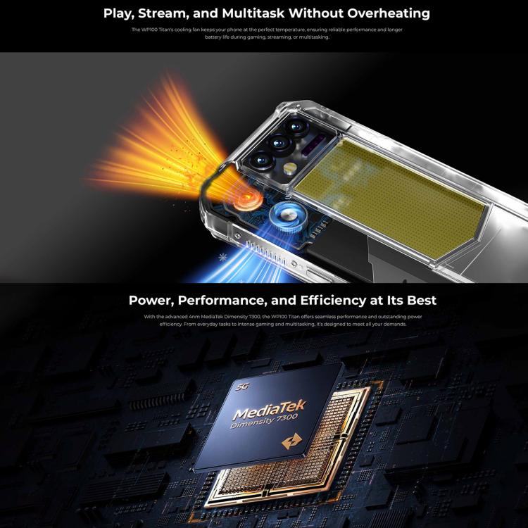 Oukitel WP100 TITAN Teléfono Rugged 5G 16GB+512GB Batería 33000mAh Cámara 200MP