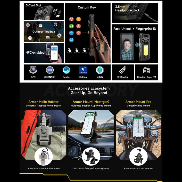 Ulefone Armor 30 12GB+512GB Teléfono Rugerizado Visión Nocturna IP68 6.95 Pulgadas 4G