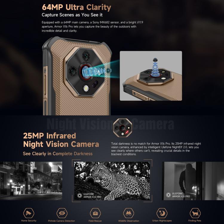 Ulefone Armor X16 Pro 8GB 256GB Teléfono Rugged con Visión Nocturna y 5G