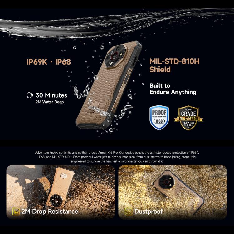 Ulefone Armor X16 Pro 8GB 256GB Teléfono Rugged con Visión Nocturna y 5G