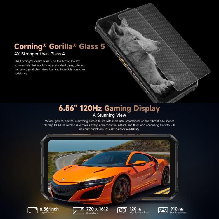 Ulefone Armor X16 Pro 8GB 256GB Teléfono Rugged con Visión Nocturna y 5G