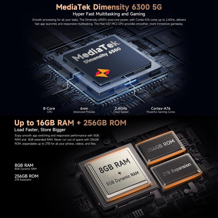 Ulefone Armor X16 Pro 8GB 256GB Teléfono Rugged con Visión Nocturna y 5G