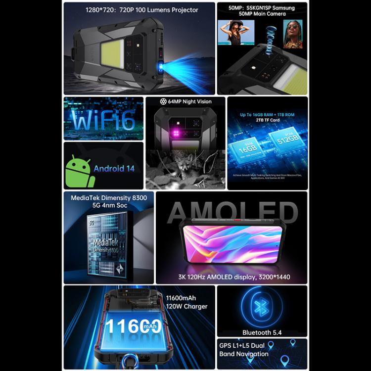 Unihertz Tank 4 Pro Smartphone Visión Nocturna 16GB+512GB 5G by Unihertz