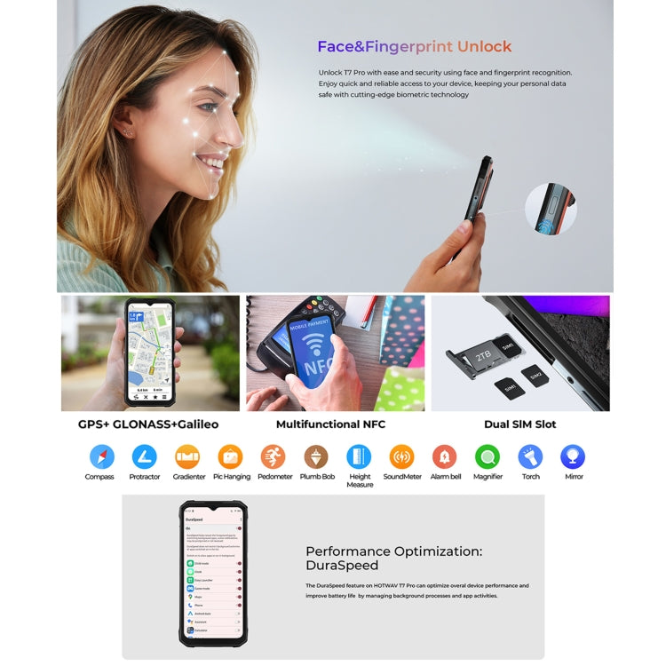 HOTWAV T7 Teléfono Resistente 6GB+256GB 6280mAh 4G Android 13