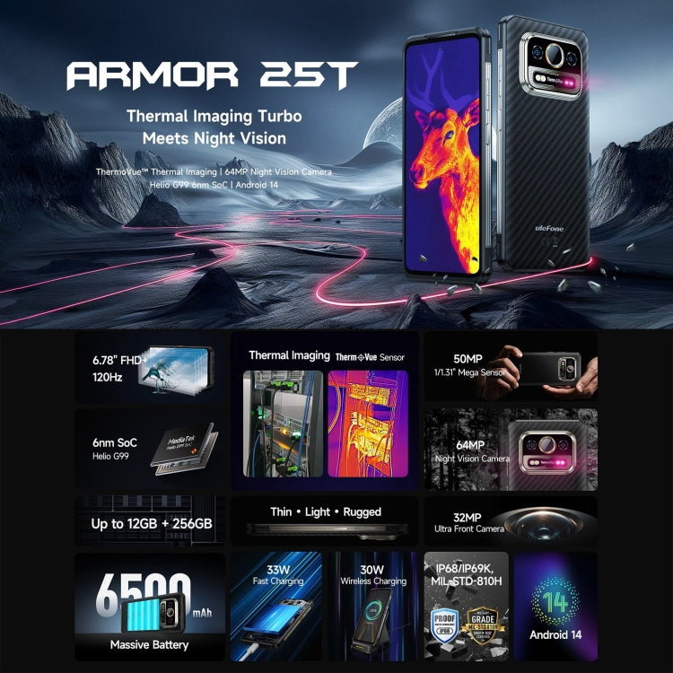 Ulefone Armor 25T Smartphone 6GB+256GB Imagen Térmica Android 14 4G by Ulefone