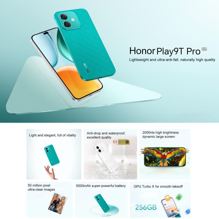 Honor Play9T Pro, 12GB+256GB, 50MP Cámara, 5G, 6.7 Pulgadas