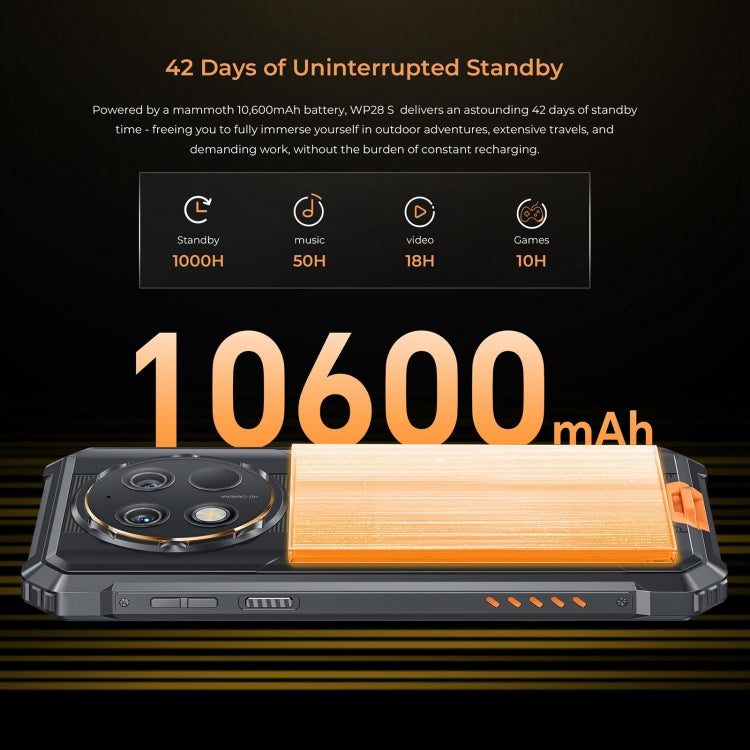 Oukitel WP28 S Teléfono Robusto 4 GB + 128 GB, 10600 mAh, IP68/IP69K, 4G, Unisoc T606