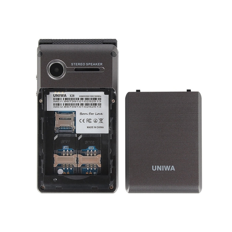 Uniwa X28 Teléfono Doble Pantalla Dual con Batería de 1200mAh y 32MB de Memoria