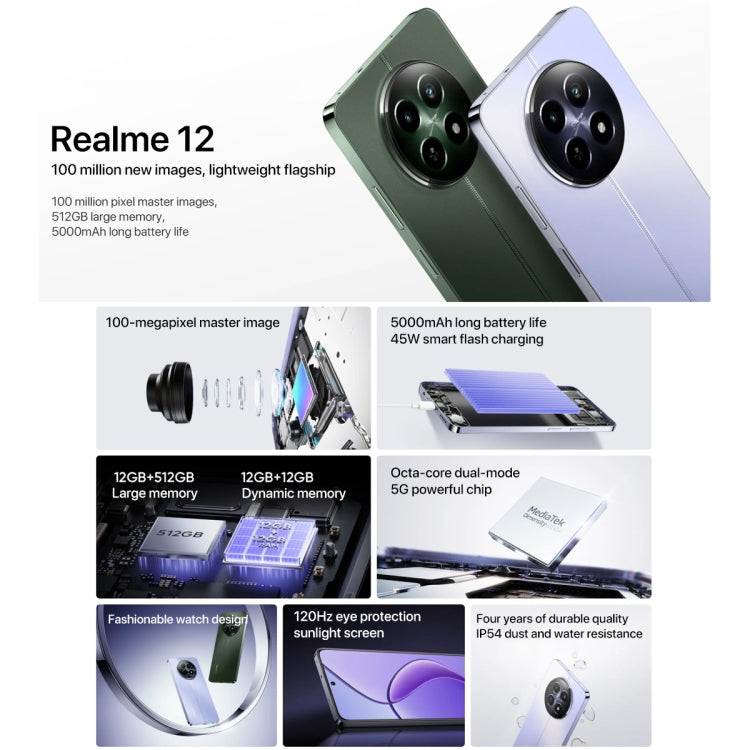 Realme 12, 12GB+512GB, Snapdragon 6 Gen 1, 5G, 6.7 Pulgadas
