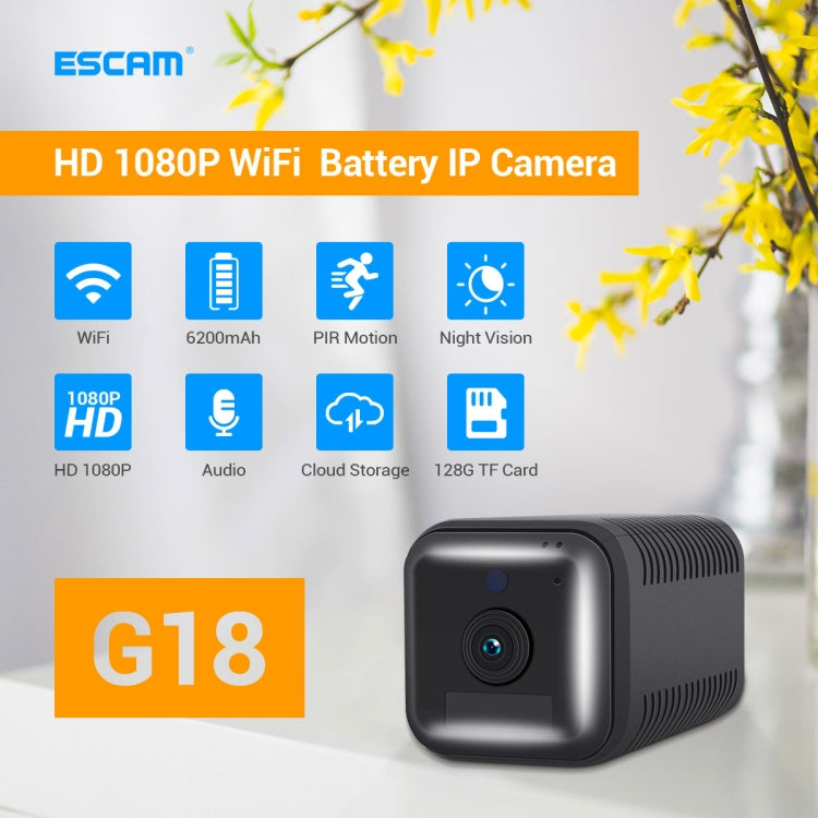 ESCAM G18 Cámara IP WiFi Batería Recargable Para Seguridad Del Hogar