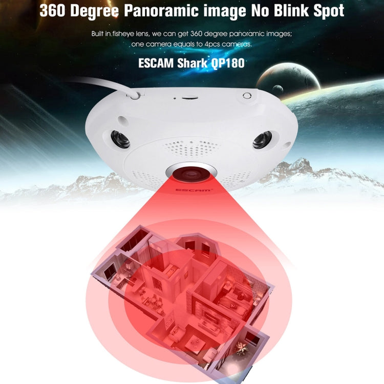 Escam Shark QP180 Camara IP Lente Ojo De Pez 360 Grados