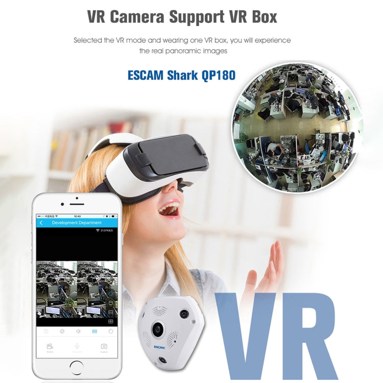 Escam Shark QP180 Camara IP Lente Ojo De Pez 360 Grados