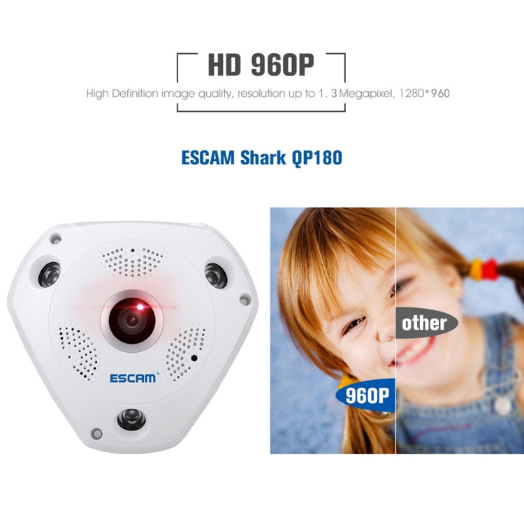 Escam Shark QP180 Camara IP Lente Ojo De Pez 360 Grados